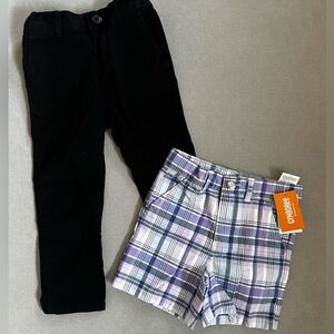 Toddler Black Pants and Purple Plaid Shorts NWT